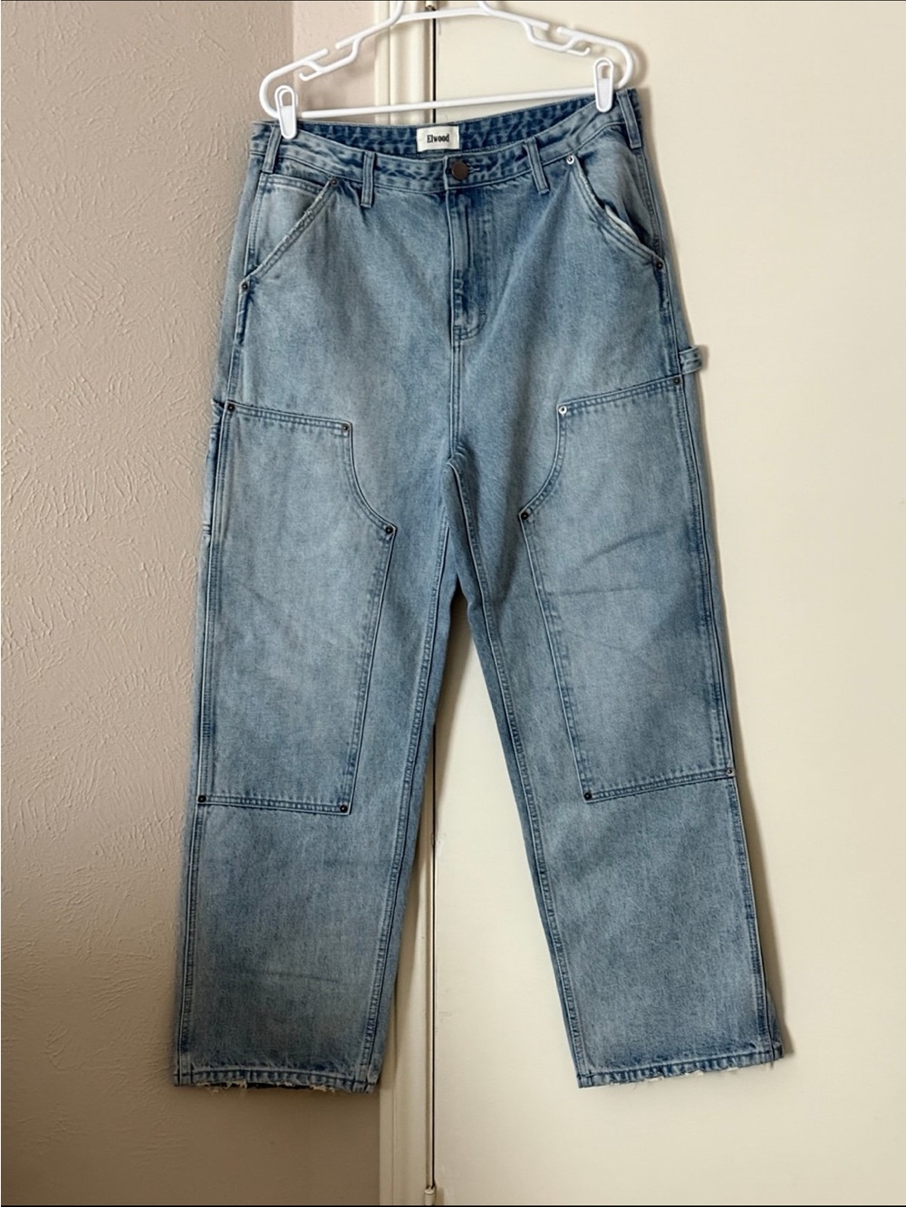 Mens Elwood Light Blue Double Knee Jeans
